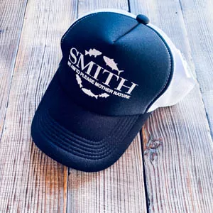 Кепка SMITH черная c белой сеткой white logo (WBKWH-SM-03)