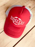 Кепка SMITH красная c белой сеткой  white logo (SM-02)