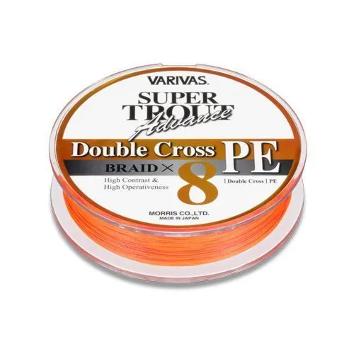 Шнур Varivas Super Trout Advance Double Cross Х8 100м. №0.8PE (11,4lb 0,153мм.) Orange